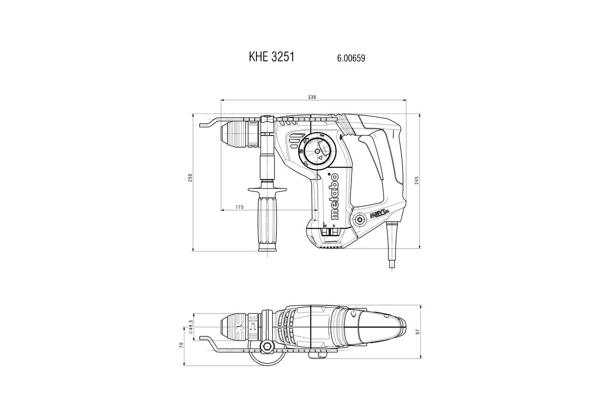 Combination hammer, SDS-Plus rotary hammer KHE 3251 800 W Metabo 600659000