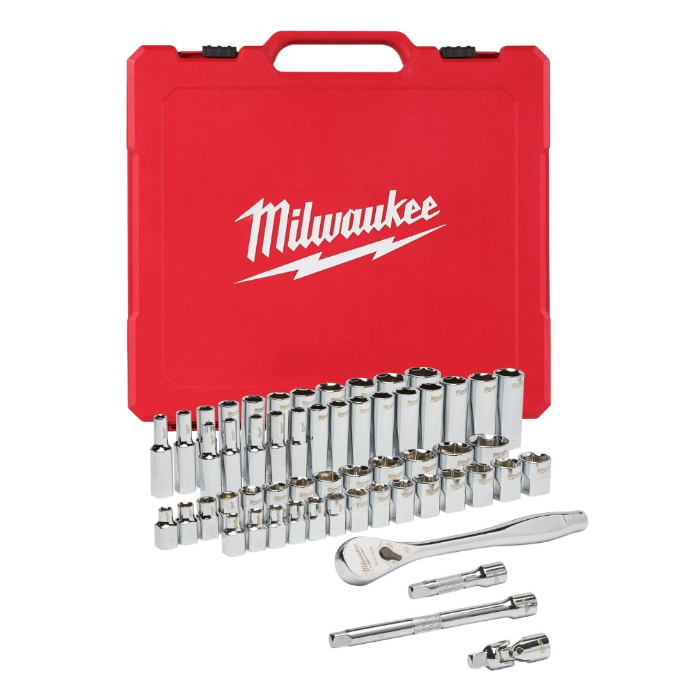 Milwaukee 56 Piece 3/8˝ Metric &amp; Imperial Ratchet &amp; Socket Set