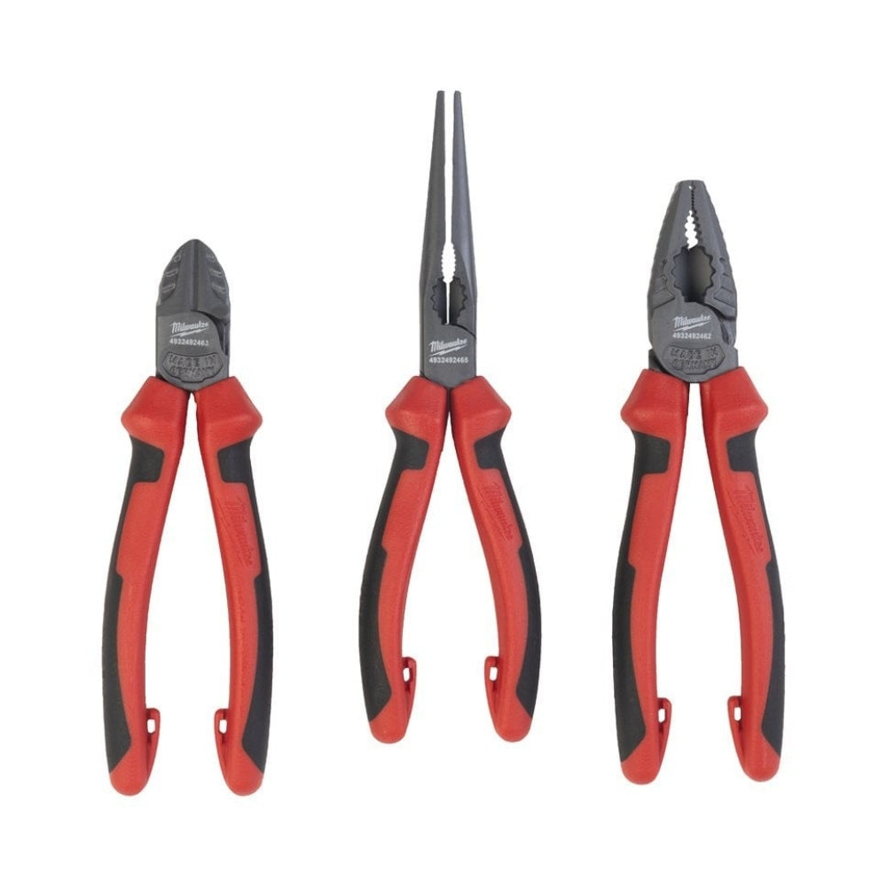 Set Pliers 180 mm + Wire Cutter 160 mm + Long Nose Pliers 205MM Milwaukee 