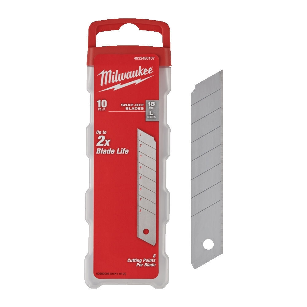 Lame Di Ricambio Coltellino A 8 Settori 18mm Snap Knife Blade 10 PEZZI Milwaukee