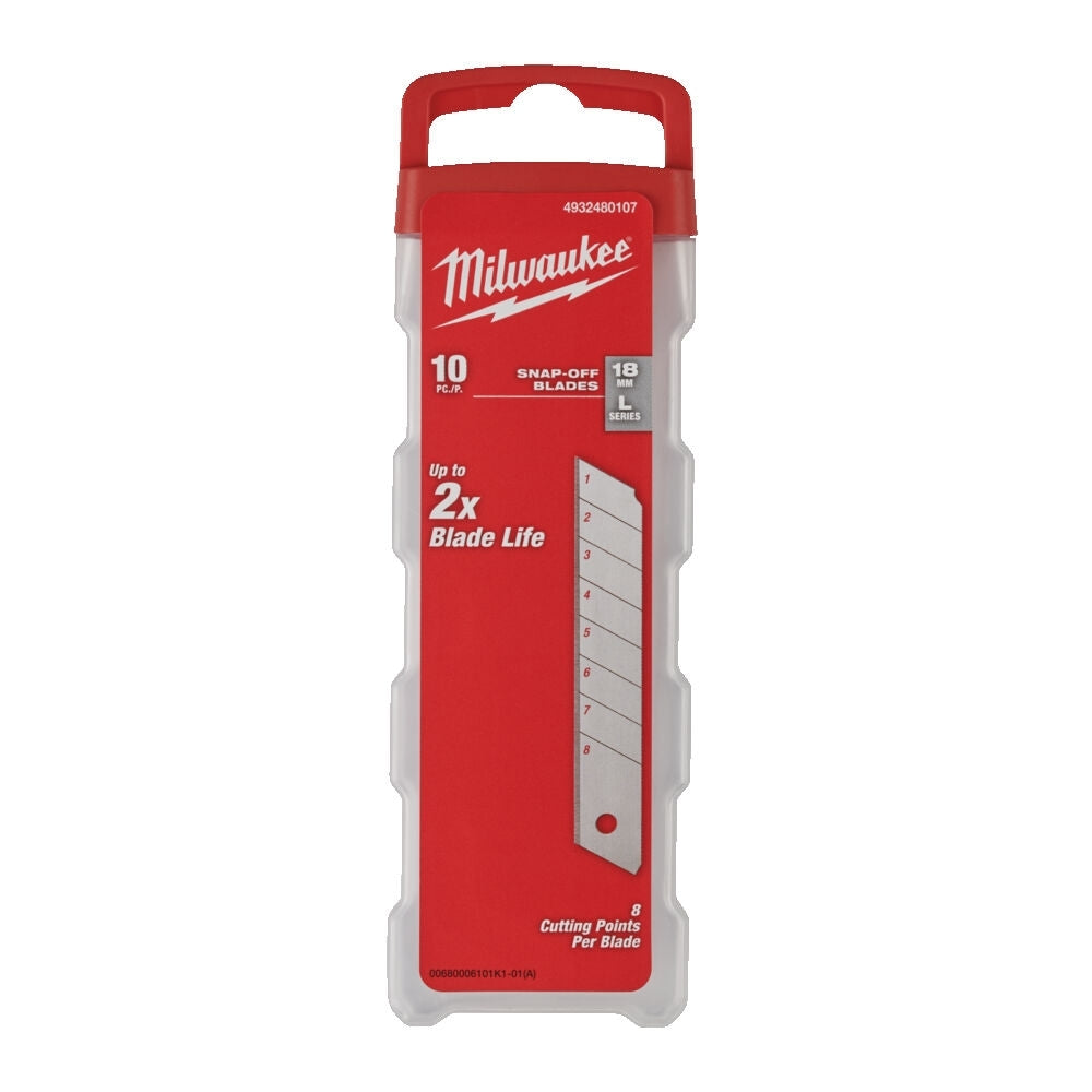 Lame Di Ricambio Coltellino A 8 Settori 18mm Snap Knife Blade 10 PEZZI Milwaukee