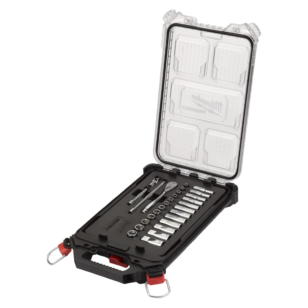 Milwaukee Packout™ Slim Compact Organizer 1/4˝ Ratchet &amp; Socket Set - 28 Pieces