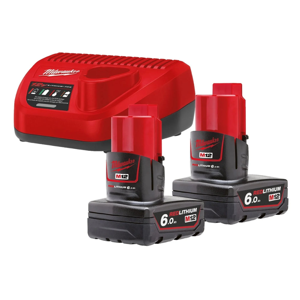 Energy Kit M12 NRG-602 Milwaukee con 2 batterie M12 6.0 Ah e caricabatterie