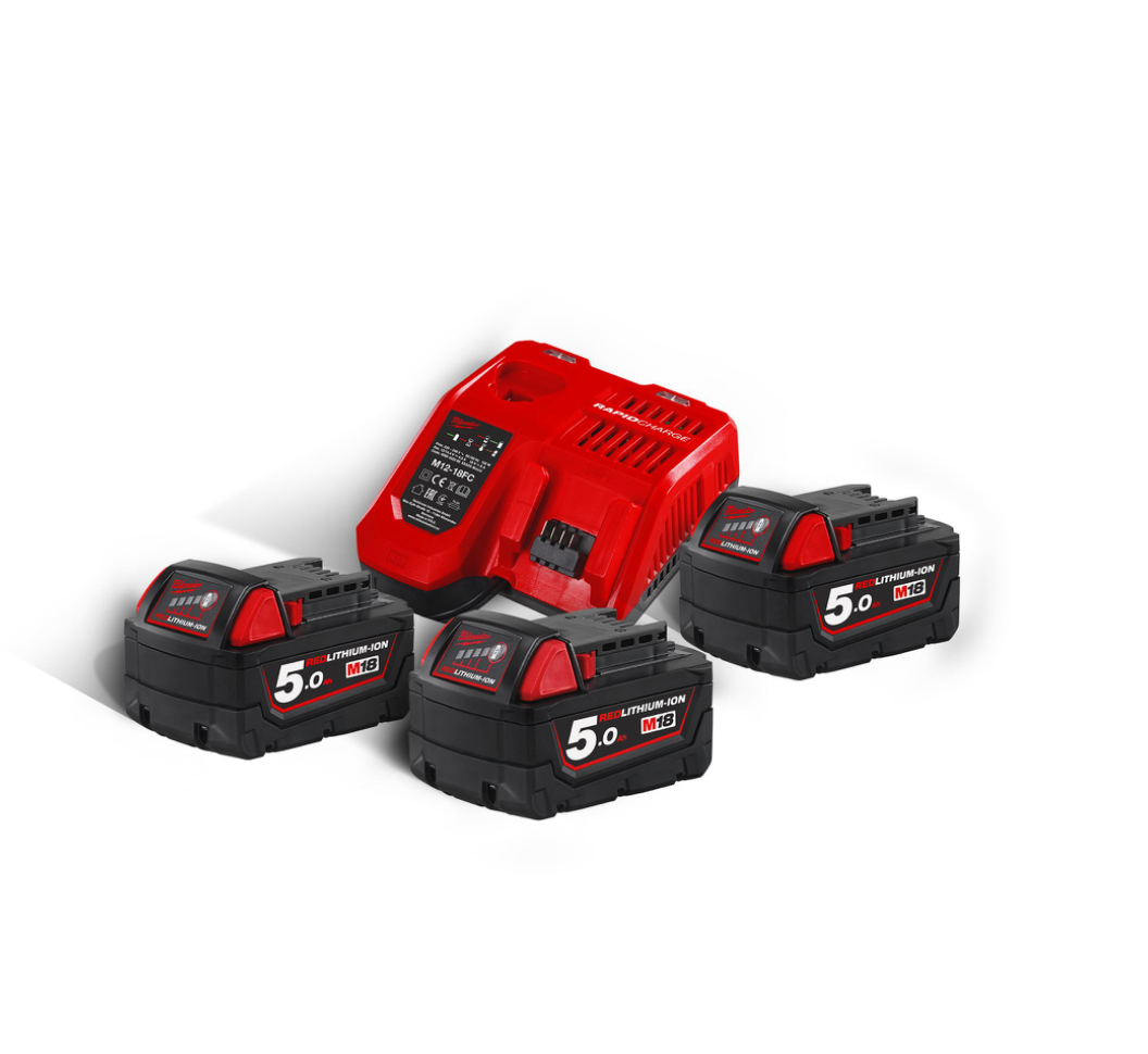 Energy Kit M18 NRG-503 3 X Battery 5.0 AH (18V) + 1 X Battery 2 AH (12V) Extra + 1 X Quick Charger M12-18 FC