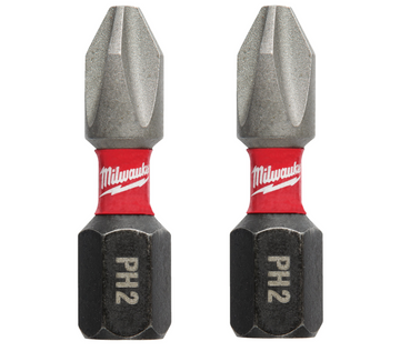 Inserto Per Avvitatori Ad Impulsi Bit Shockwave PH2 Lunghezza 25MM 2 PEZZI Milwaukee