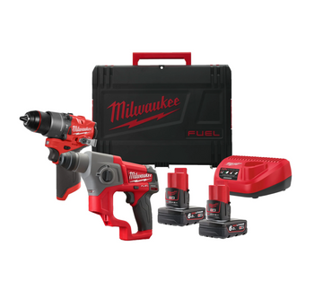 KIT M12 FUEL™ Milwaukee M12 FPP2F2-602X Trapano Con Percussione M12 FPD2+ Tassellatore SDS-PLUS M12 CH-0  (12V)