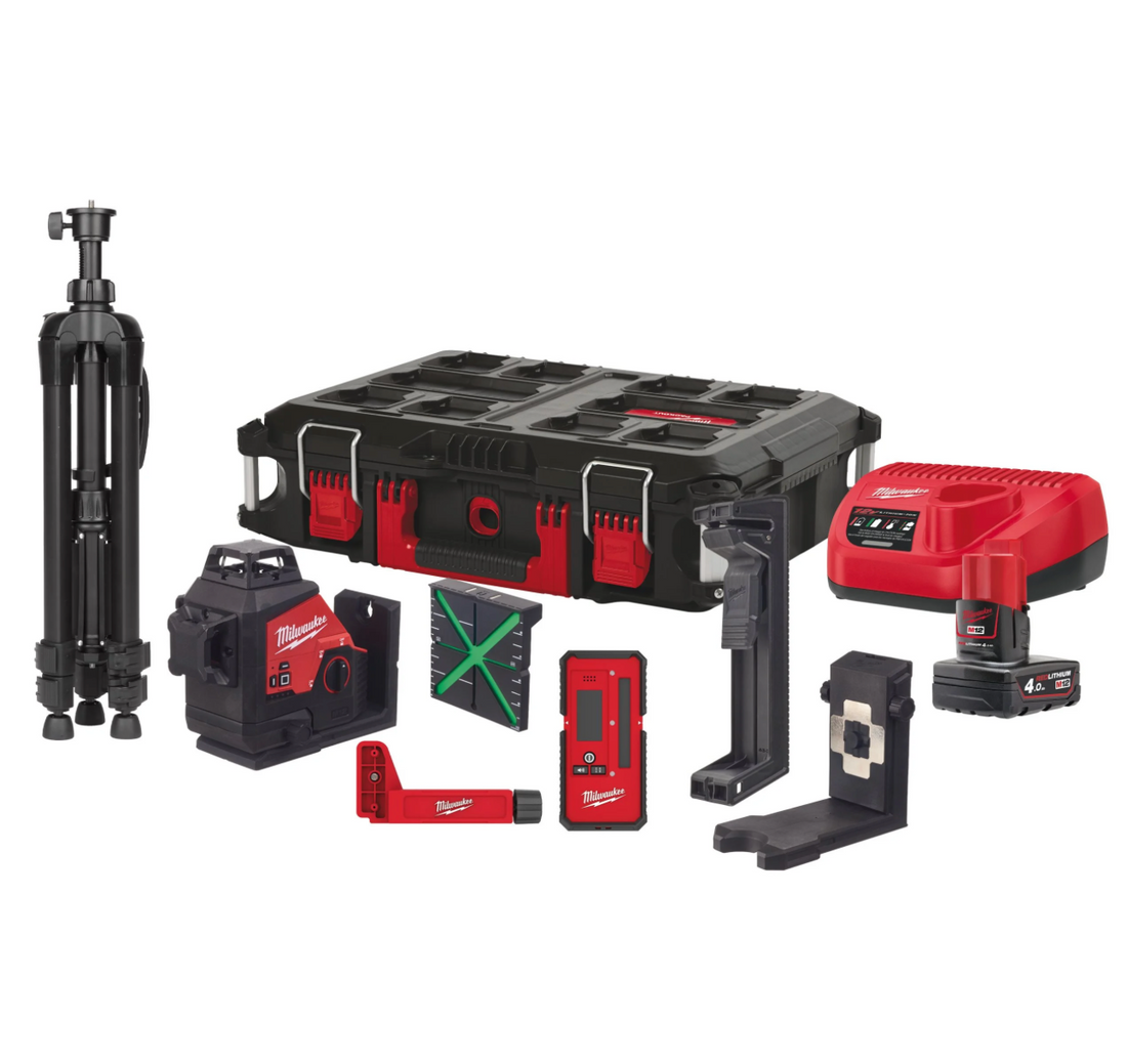 Milwaukee M12™ 3-Line 360° Green Linear Laser M12 3PLKIT-401P 