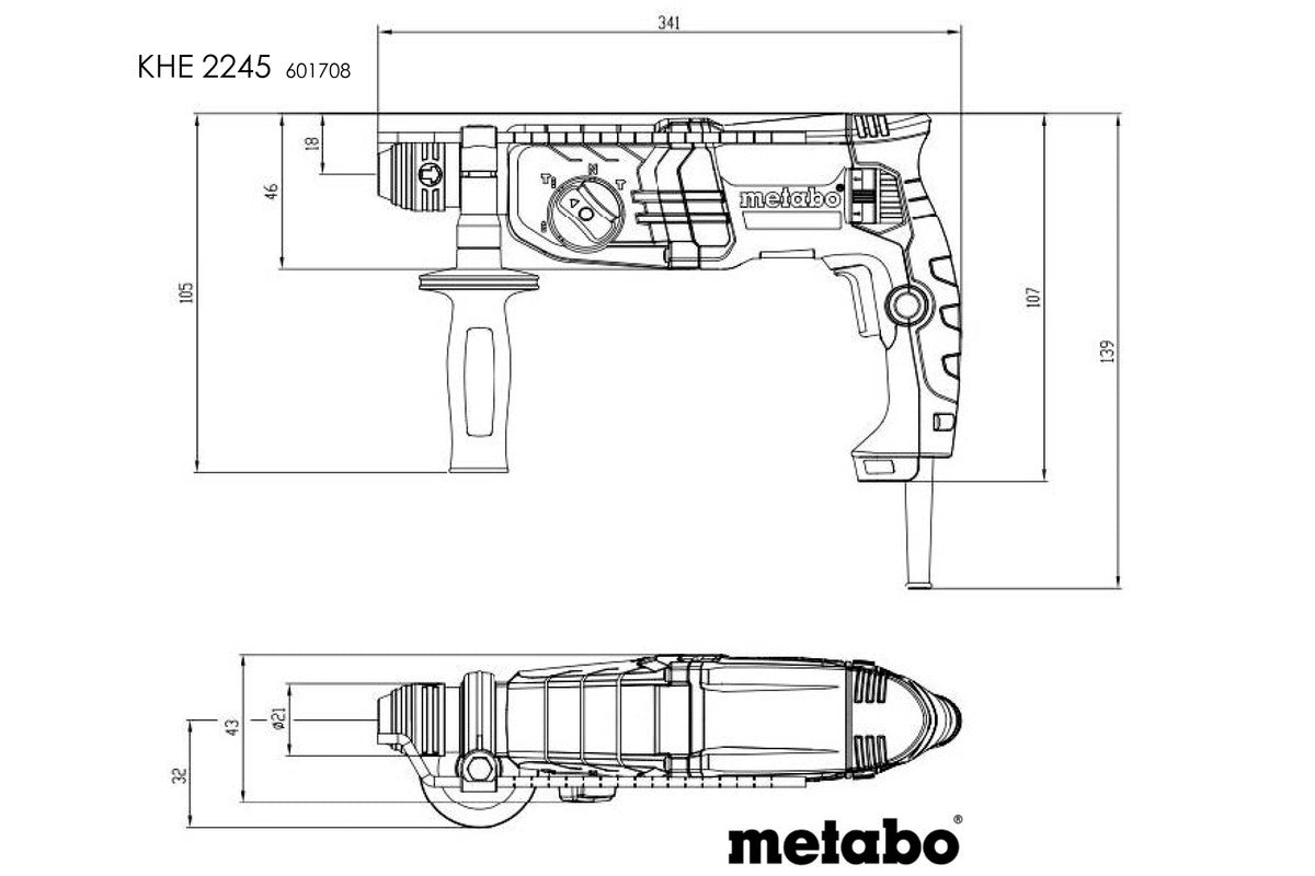 SDS-Plus Combination Hammer 750W KHE 2245 Metabo