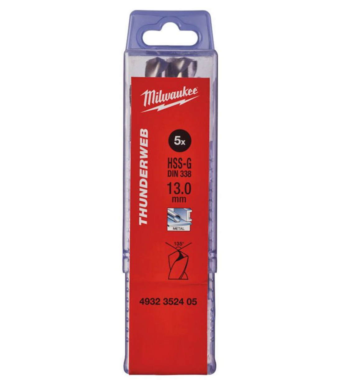 Punta Per Metallo HSS- G - DIN 338 THUNDERWEB 13.0X151MM 5 PEZZI Milwaukee 4932352405