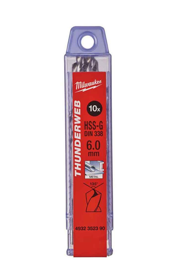 Punta Per Metallo HSS- G - DIN 338 THUNDERWEB 6,0X93MM 10 PEZZI Milwaukee 4932352390