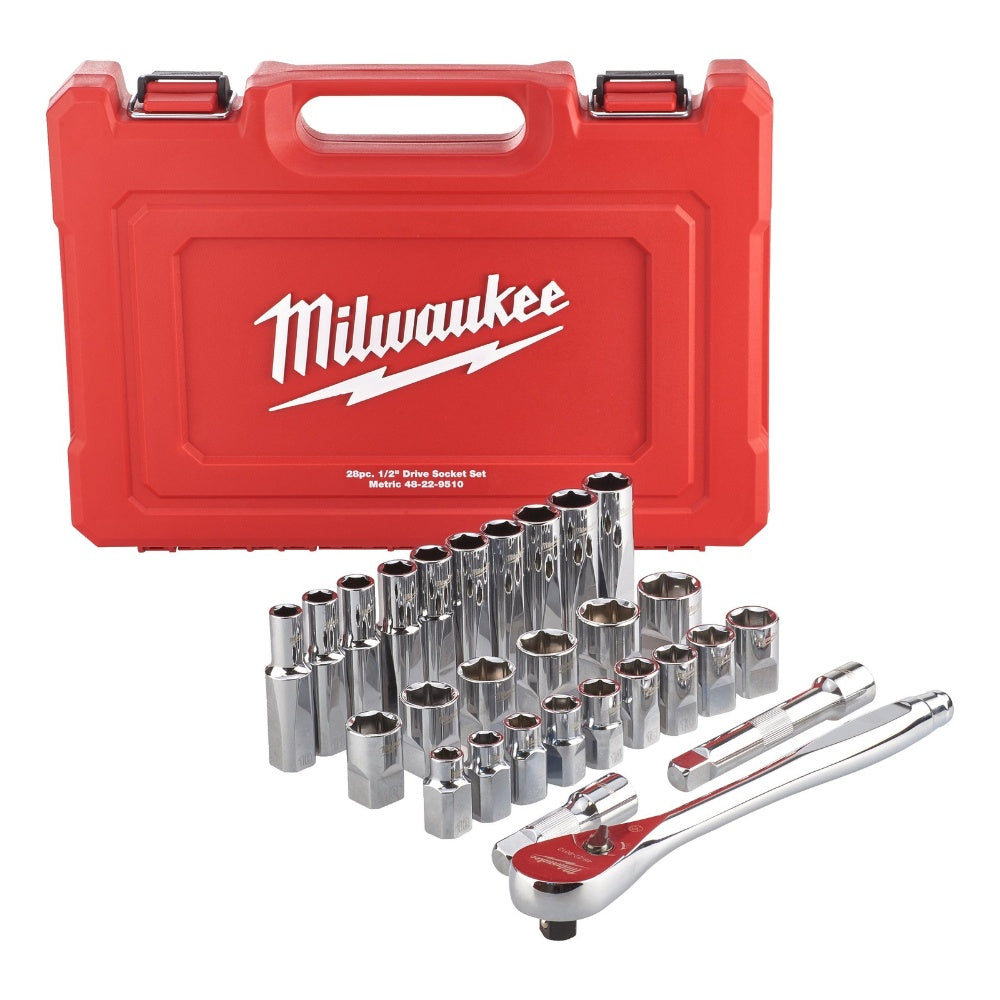 Set Metrico Di Cricchetto e 28 Bussole Da 1/2" 28 Pezzi Milwaukee