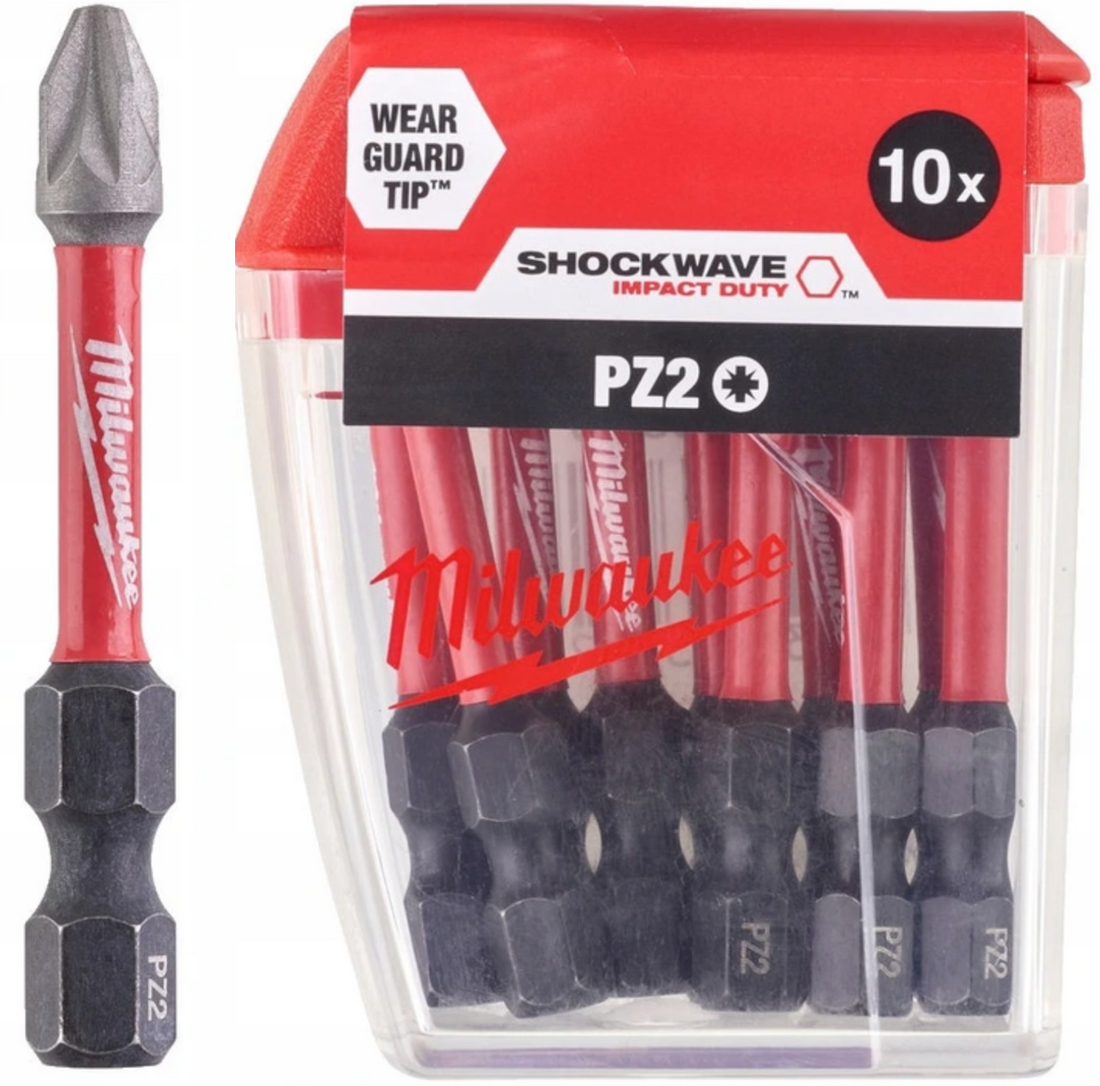 Bit Set for Impact Wrench Bit Shockwave PZ2 Length 50MM 10 PIECES Milwaukee 