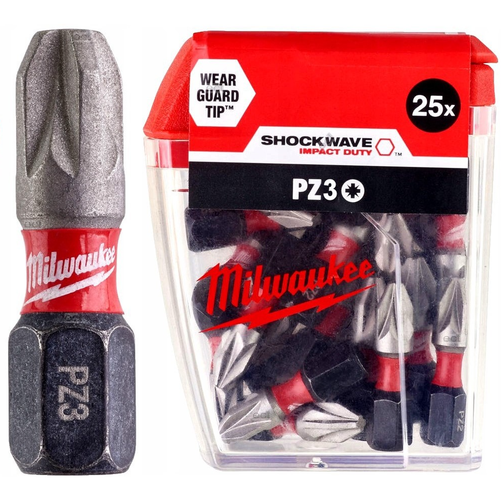 Set Inserti Per Avvitatori Ad Impulsi Bit Shockwave PZ3 Lunghezza 25MM 25 PEZZI Milwaukee