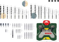 Set of Drill Bits and Screwdriver Bits X-line 43 Pieces Bosch 2607019613