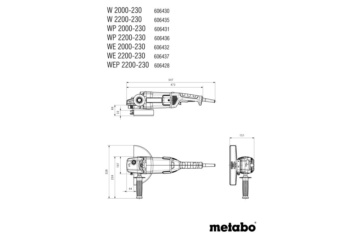 Angle Grinder 2200W WE 2200-230 Metabo 606437000