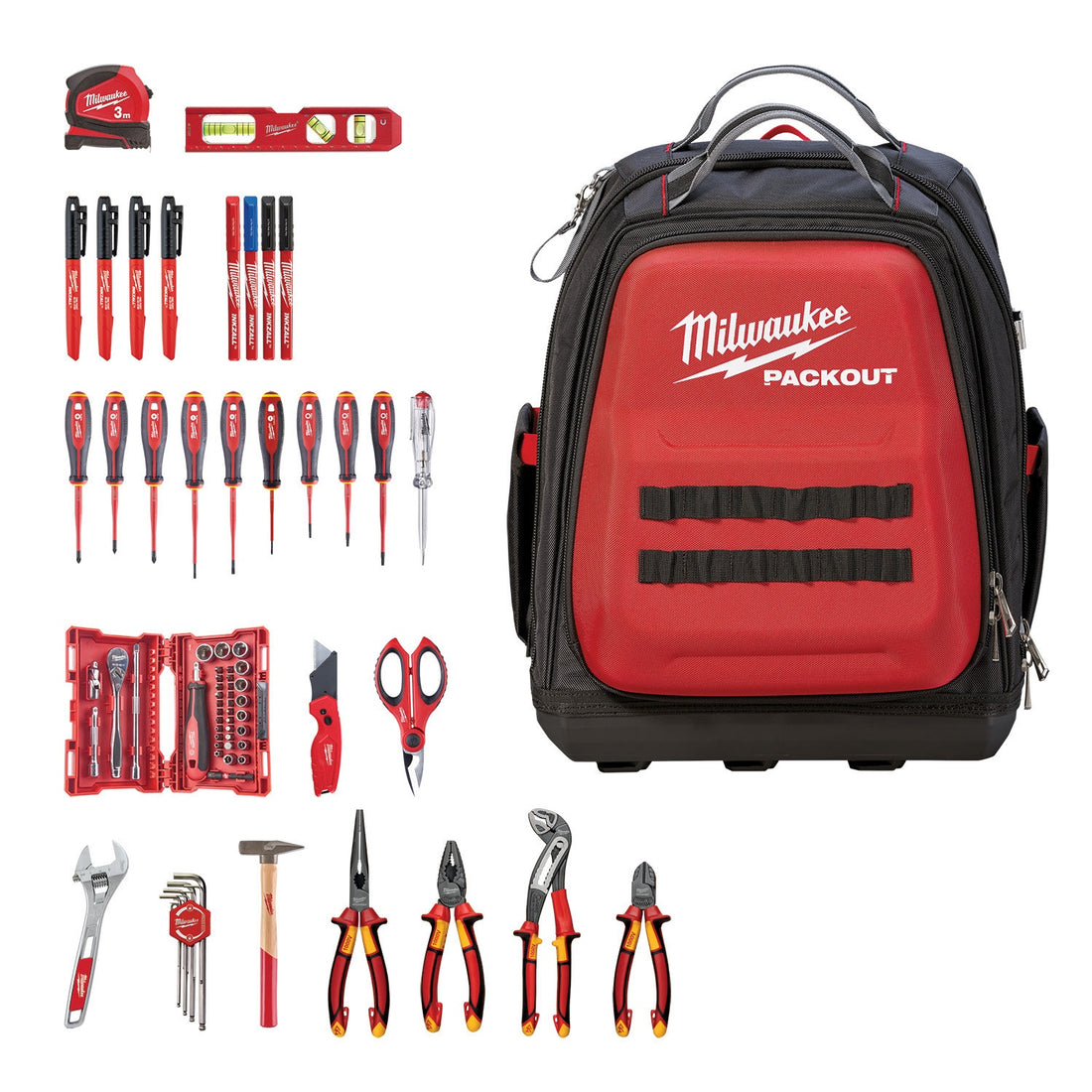 PACKOUT™ Backpack With 76-PIECE Milwaukee Electrician's Assortment